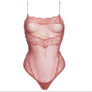Free People That Sweet Thing Mesh Pink Bodysuit